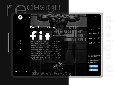 Cult Fit: Redesign Landing Page branding curefit design landing page minimal redesign ui