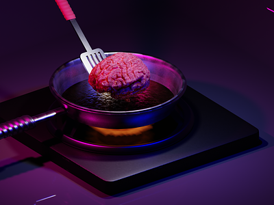Brain Fried 3d blender brain cycles design digital illustration illustration minimal render