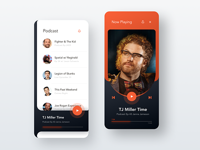 Podcast Machine / Debut 🙌 dashboard flat home ios list minimal mobile player podcast simple ui ux