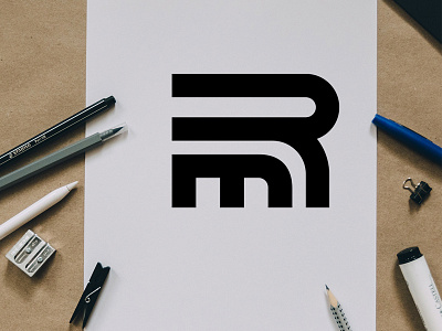 Logotype R and M black design lettering logo logotype m monogram paper r rm type