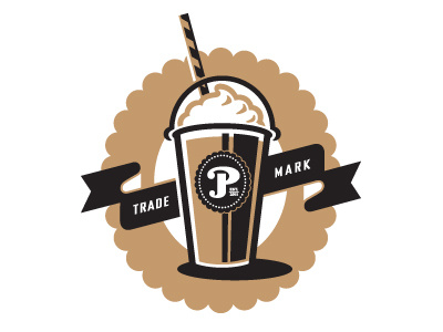 Phil's Frap Logo coffee cup frap straw drink beverage glass ribbon banner