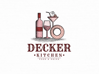 Decker Kitchen Logo branding design food and drinks food logo illustration logo logo design logo designer minimalist sketch logo unique logo vintage vintage logo wine logo