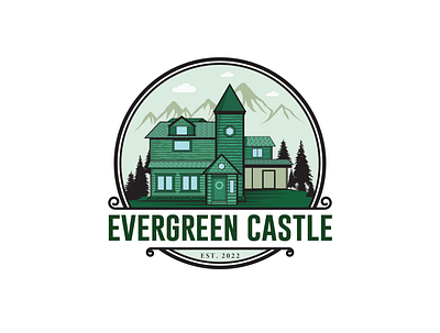 Evergreen Castle Logo Design branding castle logo design house logo illustration logo logo design logo designer minimalist unique logo vintage logo