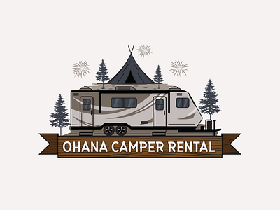 Ohana Camper Rental Logo branding bus design graphic design illustration logo logo design logo designer minimalist photo bus unique logo