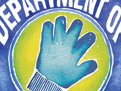 Glove Department blue color glove illustration seal watercolor