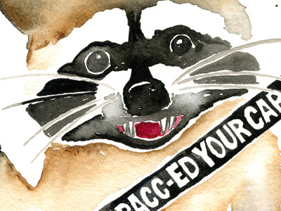 Raccoon color illustration raccoon seatbelt watercolor