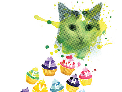 Cupcake Cat cat color cupcakes illustration watercolor