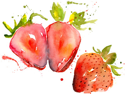 Strawberries!! art color fruit illustration paint pastry strawberry watercolor watercolour