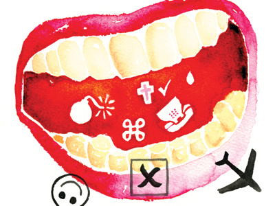 Wingdings color funny hand painted illustration mouth watercolor wingdings