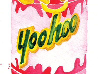 Gangsta Yoohoo color gangsta gold chain hand painted illustration pink watercolor yoohoo