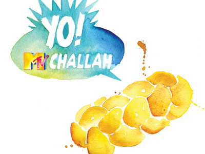 Challah! challah color funny hand painted illustration watercolor