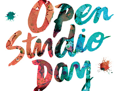 CoRK Open Studio Day color colorful mixed media paint painting splatters studio type typography watercolor