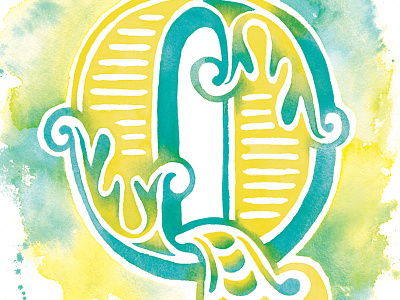 Typefight color colorful q teal type typography watercolor yellow