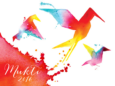 Rethreaded Mukti event bird color colorful freedom mukti paint painting red splatters watercolor