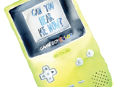 Gameboy Dribbble absurd cell phone funny gameboy green hand drawn type hand painted humorous illustration nintendo overheard watercolor