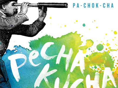 Pecha Kucha 1 blue green hand drawn type handpainted type illustration pecha kucha typography watercolor