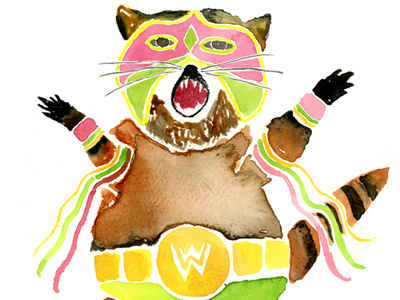 Ultimate Warrior Raccoon color dan mall humor illustration ultimate warrior watercolor wrestling