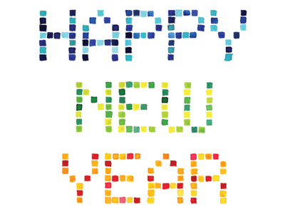 Happy New Year! illustration pixels typography watercolor