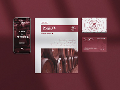 Logo & branding / DANNY'S WINE & BEER brand brand design brand identity branding branding design brochure design burgundy businesscard clean layout layoutdesign logo logodesign logotype minimal stationary stationery typography wine winery