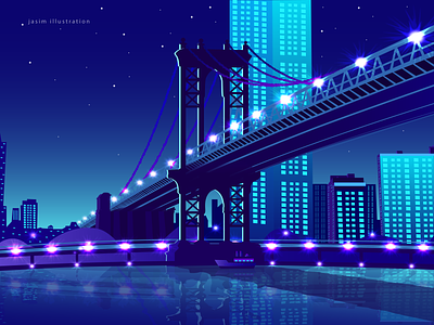 City and Bridge Illustration