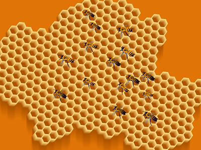 Honeycomb and Bees - Illustration