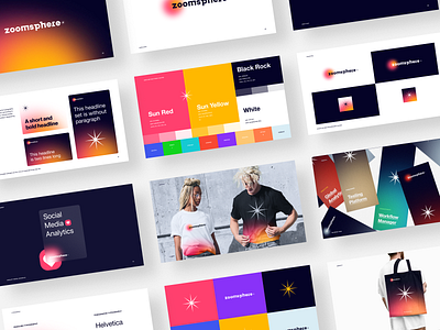 ZoomSphere Brandbook brand identity branding business color colorful gradient guidelines halo halo lab identity logo logotype networking pattern social media startup