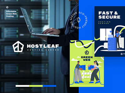 Hostleaf Hosting Logo brand brand identity branding business eco ecology graphic green halo halo lab hosting identity leaf logo logotype nature startup