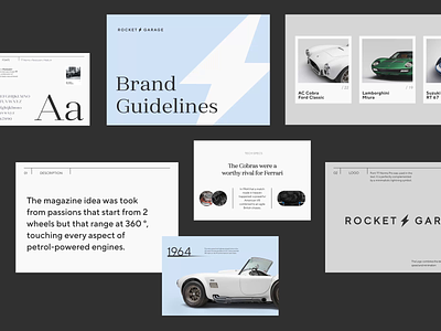 Rocket Garage Brand Guidelines brand guidelines brand identity brand sign brandbook branding business camera cars dribbble dribble garage halo halo lab identity logo logotype packaging visuals