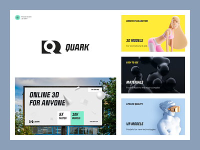 Quark - Online 3D Editor Tool ads banner brand identity branding dribbble dribble halo halo lab identity logo logotype marketing online packaging quark smm