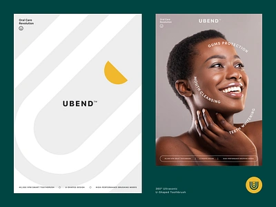 UBEND U-Shaped Toothbrush Branding agency beauty brand guidelines brand identity branding dribbble dribble gadget halo halo lab health identity logo logotype marketing packaging smart smm studio u shape