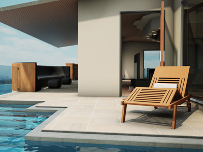 3D Second Level - Alternate Sundeck 3d 3ds max architecture beach house lighting modeling modern patio pool render sunchair sundeck texture visualization