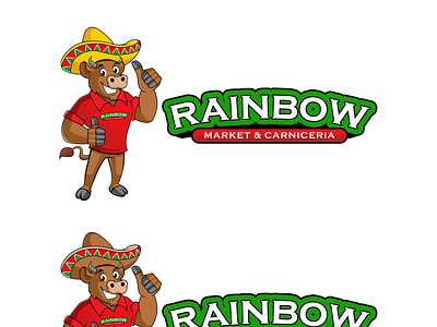 RAINBOW cow illustration logo photoshop