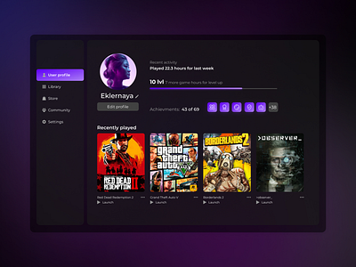 User Profile - Game Portal UI