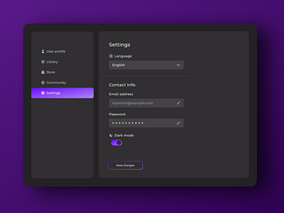 Settings - DailyUI 007 dailyui dailyui007 dark design figma graphic design landing settings ui ux web web design