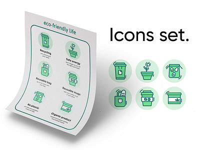 Eco icons set design ecology green green energy icons icons set illustration illustrator leaves minimal mockup nature no plastic organic recycle reuse safe planet text ui vector