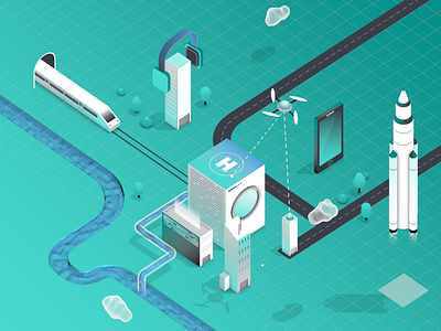 HERE Location Trends Report - Overview 3d animation cinema4d illustration isometric loop mograph motiondesign motiongraphics vector