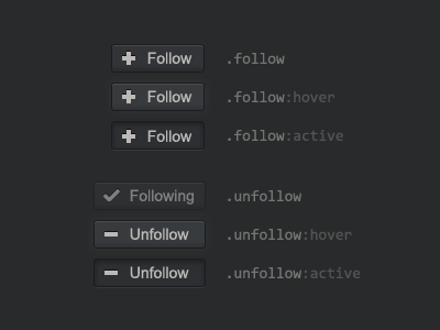 Follow/Unfollow button styles button buttons css css3 ui