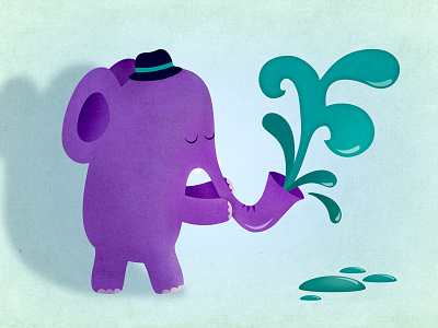 The Saxophone Player animals elephant instrument jazz music purple saxophone teal thelittlelabs water