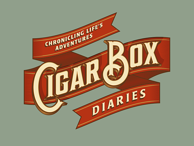 Cigar Box Diaries adventure banner branding cigar identity logo ribbon rinker travel type typography vector