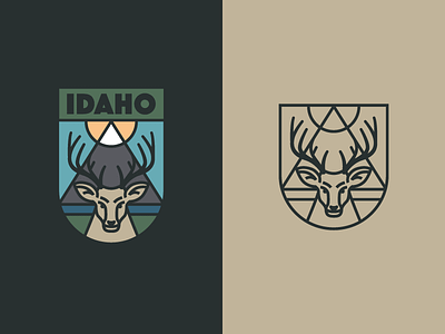 Idaho Badge badge crest deer design idaho illustration logo outdoors patch rinker vector wilderness