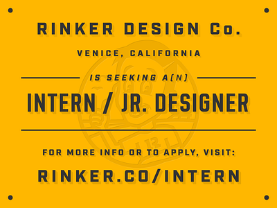 INTERN WANTED california design internship la los angeles rinker venice