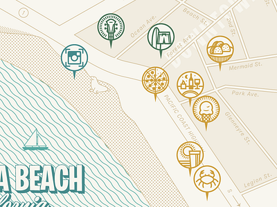 LBH Map beer branding california design icons illustration laguna beach logo map pizza rinker surf