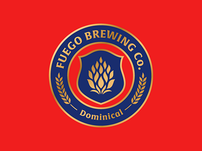 Fuego Seal badge beer branding brewery crest flame hops identity logo rinker seal wheat