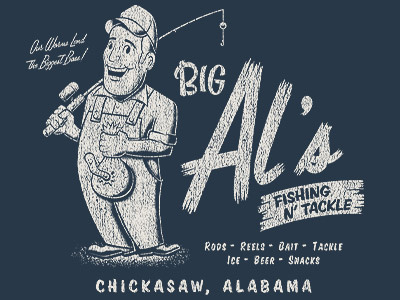 Big Al's tshirt fishing vector illustration