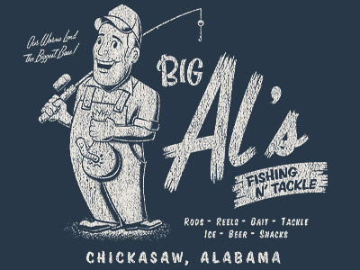 Big Al's fishing illustration tshirt vector