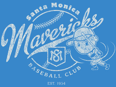 Santa Monica Mavericks baseball illustration santa monica typography vector