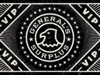 The General's Surplus - VIP eagle illustration logo rinker typography