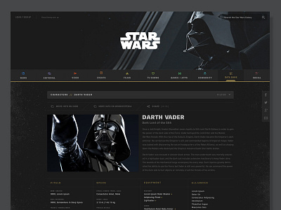 StarWars.com - DB / Vader art direction darth vader design disney film rinker star wars the force ui ux web design website