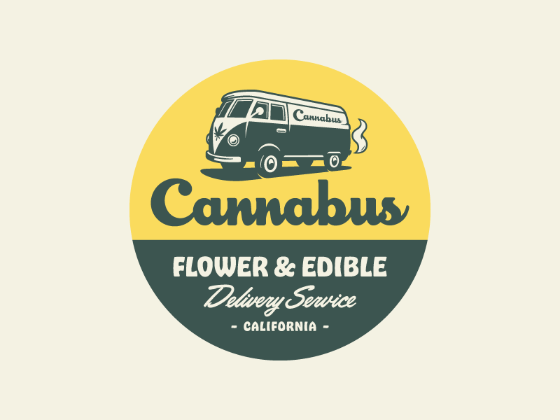 Cannabus Badge - Light badge cannabis marijuana bus weed van illustration branding logo identity design rinker