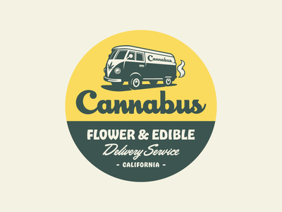 Cannabus Badge - Light badge branding bus cannabis design identity illustration logo marijuana rinker van weed